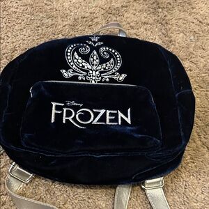 Disney Frozen Navy Velvet Backpack with Silver Details